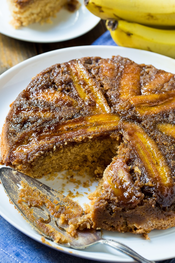 Peanut Butter Banana Upside Down Cake