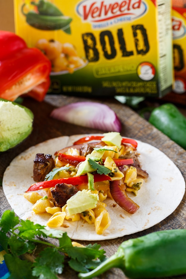 Mac and Cheese Steak Fajitas
