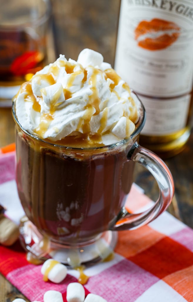 Butterscotch Whiskey Hot Chocolate- perfect for Valentine's Day.