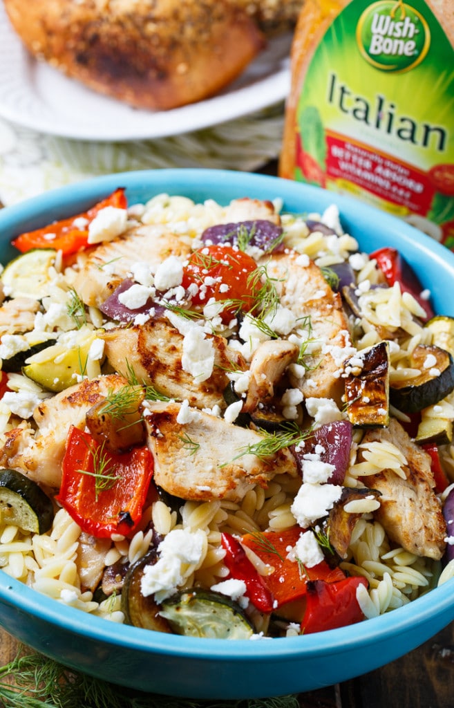 Orzo Pasta Salad with Chicken and Roasted Vegetables
