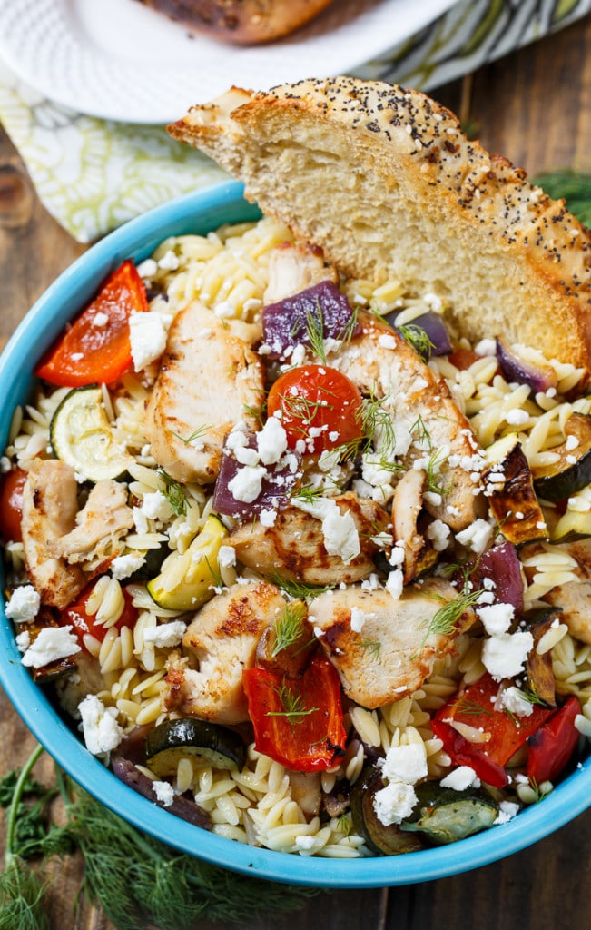Orzo Pasta Salad with Chicken and Roasted Vegetables